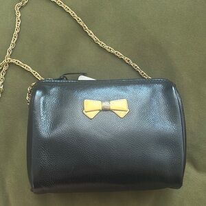Nina Ricci Rare Black and Gold Crossbody Bag with Chain Strap